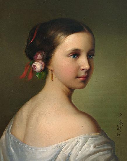 unknow artist Portrait of a young woman with roses in her hair